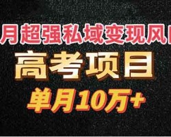 6月超强私域变现风口，单月10万+，高考项目