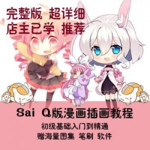 SAI软件+入门教程+上色+厚涂+Q版手绘+手绘线稿教程+临摹素材（61G）