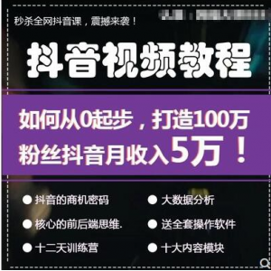抖音赚钱抖音自媒体运营营销变现课程资料案例(141G)