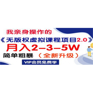 《无版权虚拟课程项目2.0》月入2-3-5W！简单粗暴！