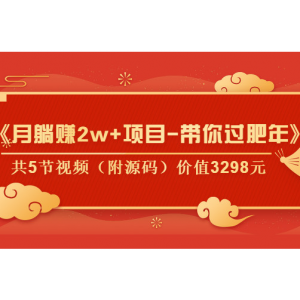 每月可以躺赚2w+项目-带你过肥年，视频教程（附源码）价值3298元