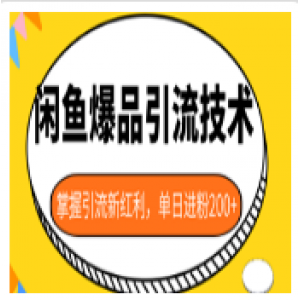 闲鱼爆品引流技术1.0，掌握引流新红利，单日进粉200+ 无水印（价值1500元）