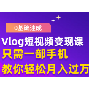 0基础速成《Vlog短视频变现课》只需一部手机 教你月入过万(17节)
