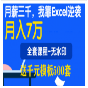 月薪三千，我靠Excel逆袭，月赚70000+（内附千元模板500套）
