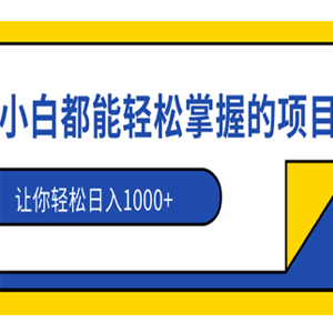 新手就可轻松上手快速赚钱的项目，掌握操作流程轻松日入1000 【视频教程】