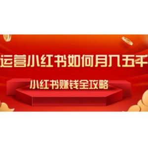 小红书赚钱全攻略，运营小红书如何月入5000 【视频教程】