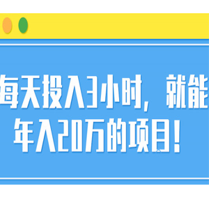 一个年入20w的项目，每天只需投入3个小时！「视频教程」