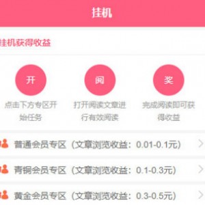 自动挂机阅读文章赚钱，悬赏任务源码