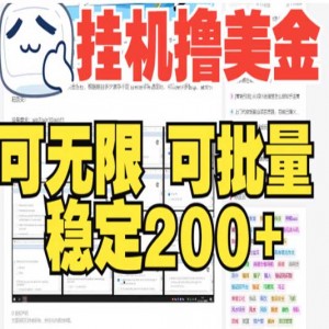 最新挂机撸美金礼品卡项目，可批量操作，单机器200