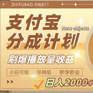 支付宝分成计划，刷爆播放量收益，日入2000