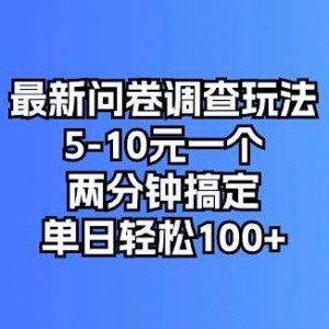 最新问卷调查项目，5-10元一个，两分钟搞定，单日轻松100+